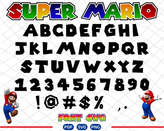 Art &amp; Collectibles mario Super Mario font png mario birthday cricut cut files mario letters ...
