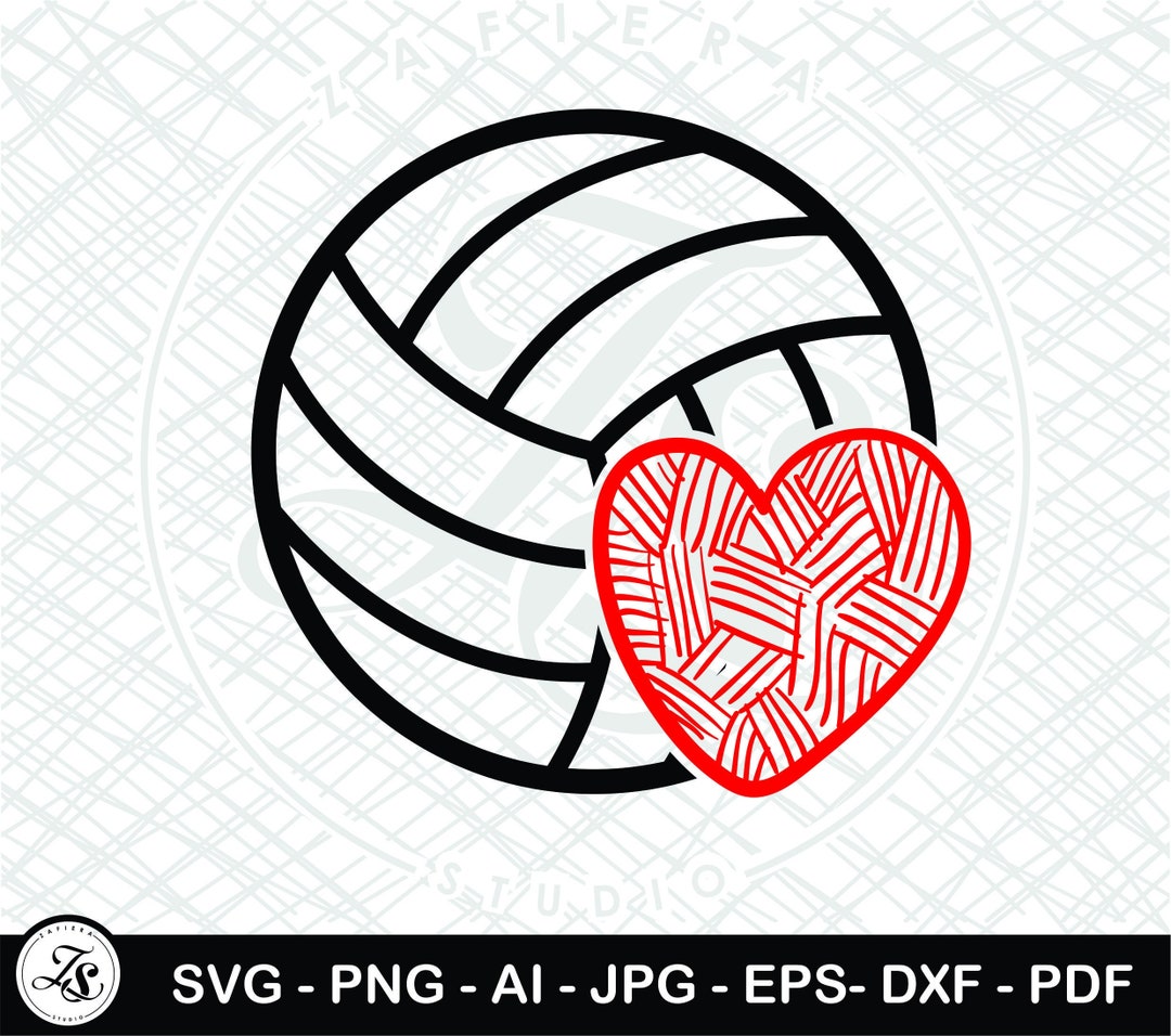 Volleyball With Heart Svg Volleyball Clipart Volleyball Svg - Etsy
