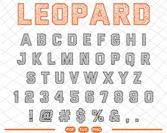 Leopard font SVG Leopard font PDF Leopard font PNG Leopard alphabet svg Leopard letters svg Leopard svg Animal font svg for Cricut