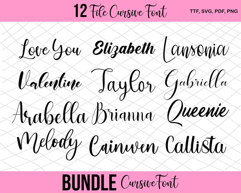 Download Bundle Cursive font svg Signature font For Cricut Bundle ...