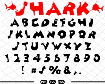 Shark Font TTF SVG Files Shark Bite Font Kids Font Baby Shark Alphabet ...