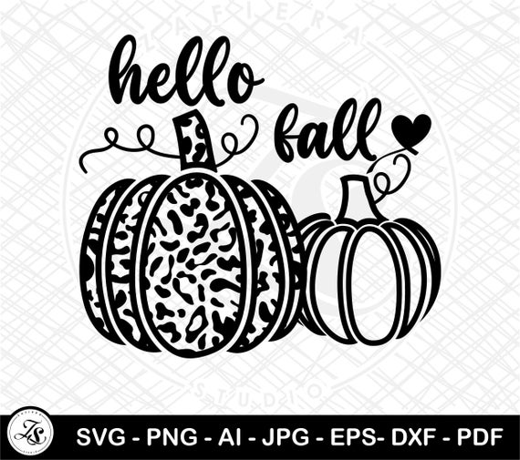 Hello Fall Pumpkin SVG, Hello Fall Pumpkin SVG Leopard Print Pumpkin, Pumpkin Stencil Svg, Fall Sign svg, Fall SVG for Cricut and Silhouette
