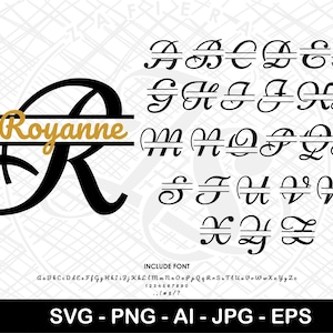 Split Monogram SVG Split Monogram Frame Alphabet Digital Download Glowforge 26 svg individuel pour Cricut et Silhouette