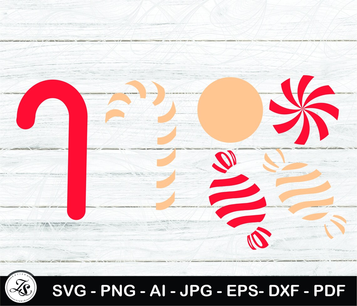 Holiday Candy Svg, Peppermint Candy Cane Christmas Candy Cut File ...