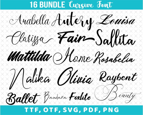 Download Cursive Svg Font Cursive Font Bundle Cursive Svg Signature Etsy