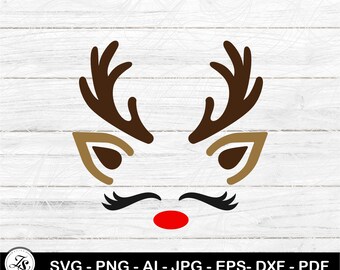 Reindeer Svg, Christmas Reindeer Faces Svg, Boy Reindeer Svg, Girl Reindeer Svg, Rudolph Face clipart