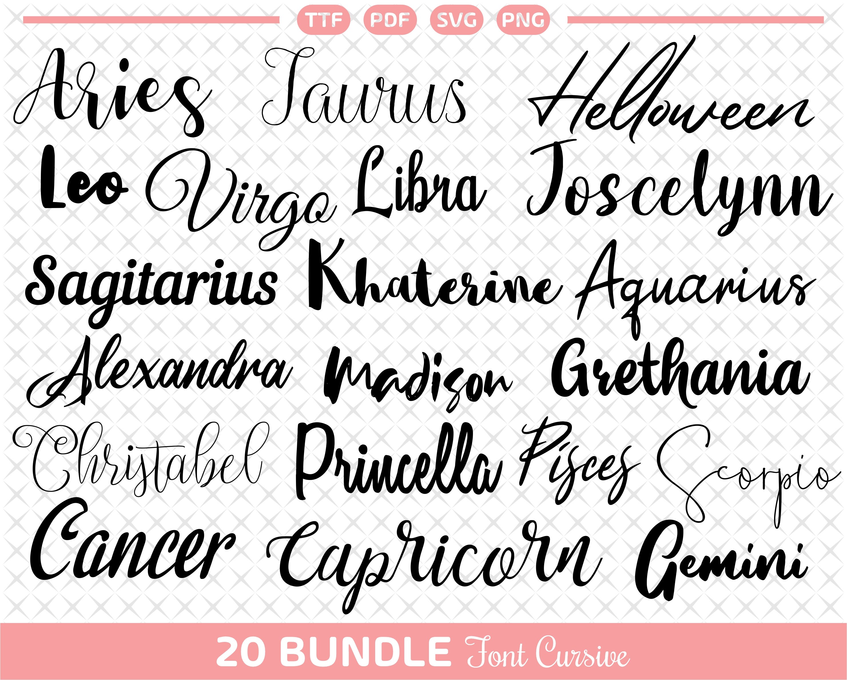 Download Cursive Font Svg Bundle For Signature Font For Cricut Bundle Etsy