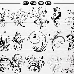 Folhas Svg Ornamentos Decorativos Svg Ornamentos Decorativos de Videira Vine Svg Svg Svg Clipart para Cricut e Silhuetas