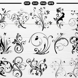 Leaves Svg Decorative Ornaments Svg Decorative Vine Ornaments Vine Svg Swirls Svg Clipart for Cricut and Silhouettes