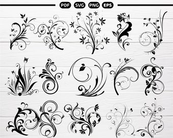 Blätter Svg Dekorative Ornamente svg dekorative Rebe Ornamente Rebe svg wirbelt svg Clipart für Cricut und Silhouetten
