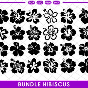 Hawaii Flower Svg Hibiscus Clipart Hibiscus Decal Hibiscus Stencil Floral SVG Tropical Beach Summer svg dxf voor Cricut en Silhouetten