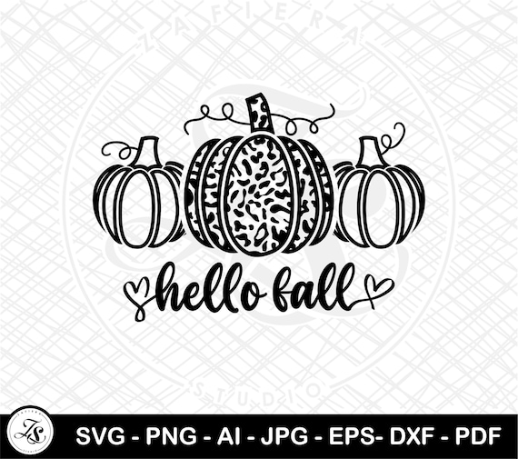 Hello Fall Pumpkin SVG, Hello Fall Pumpkin SVG Leopard Print Pumpkin, Pumpkin Stencil Svg, Fall Sign svg, Fall SVG for Cricut and Silhouette