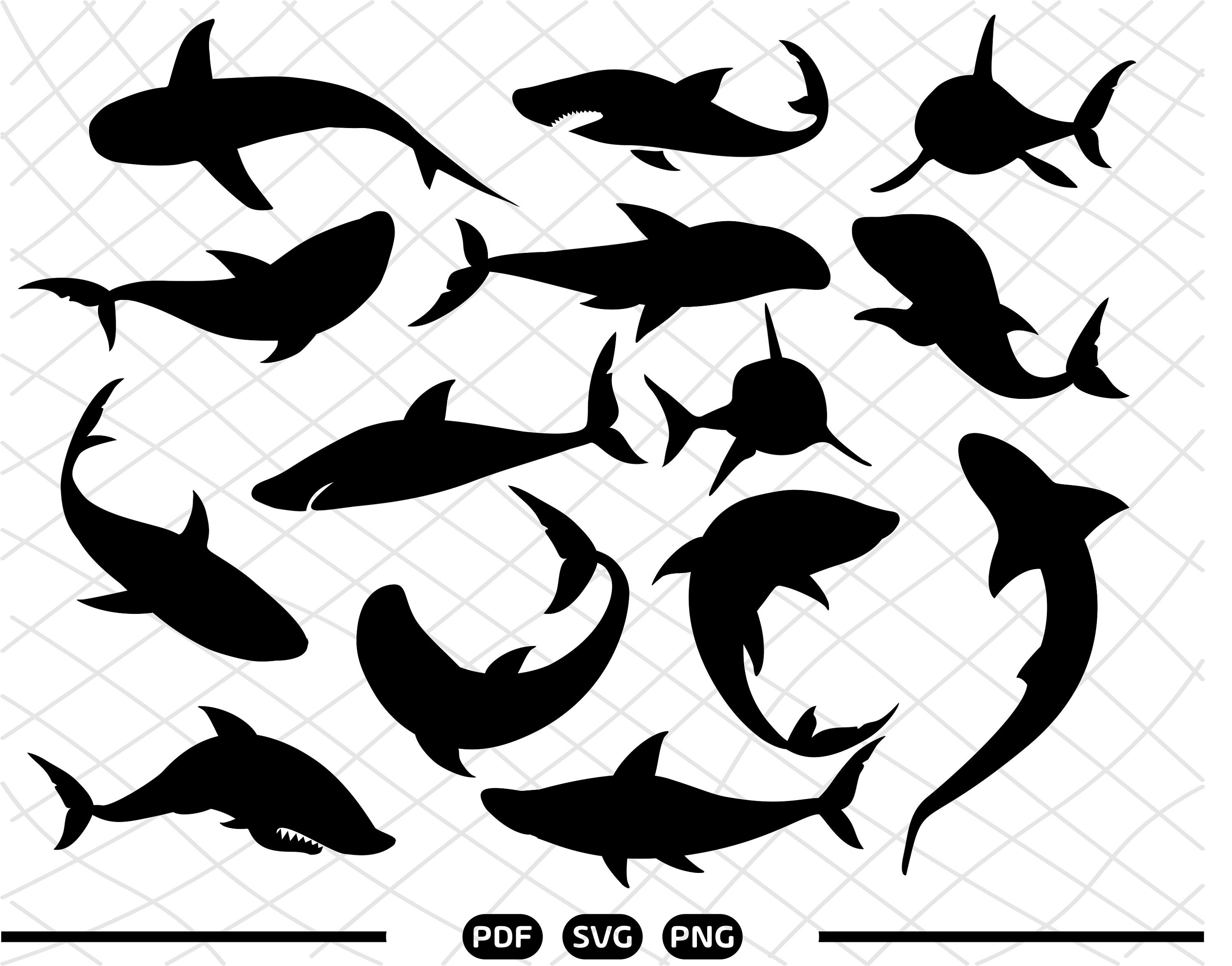 Download Shark Svg Shark Silhouette Shark Clipart Shark File For Cricut Etsy