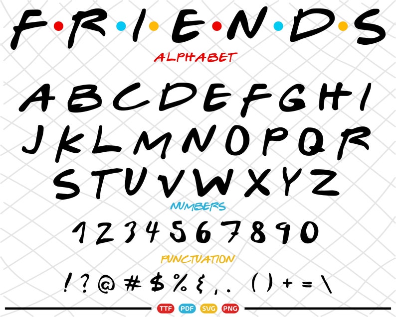 Download Friends Font svg With Dots Friends Alphabet SVG Friends | Etsy