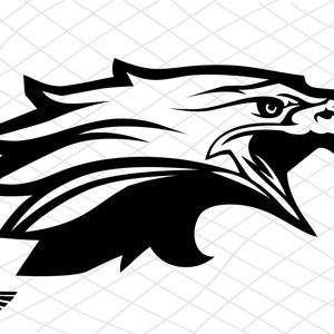 K&ouml;nnte beinhalten: Schwarz-wei&szlig;e Grafik eines Adlerkopfes mit ausdrucksstarkem Blick, detailliert dargestellt. Das Design beinhaltet mehrere kleinere Adlerembleme, geeignet f&uuml;r Logos oder Embleme.