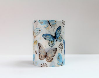 Extra Wide Butterfly Washi Tape- Blue Butterfly Masking Tape- Romantic Bullet Journal-