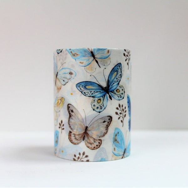 Ruban Washi papillon extra large- Ruban de masquage papillon bleu- Bullet Journal romantique-