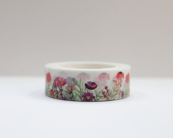 Meadow Washi Tape- Beautiful Colorful Flowers Washi Tape- Decorative Tape- Floral Bullet Journal- Field of flowers Masking Tape