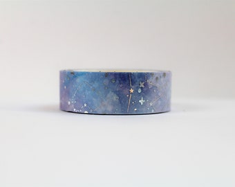 Silver Foil  Constellation Washi Tape- Silver Stars Deco Tape- Cosmos Masking Tape in Pastel Colors