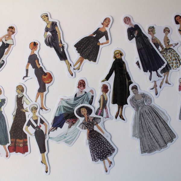 Vintage Woman Fashion Stickers- Vintage Style fashion- Retro Woman Decorative Stickers Set - Retro Vintage Woman Stickers