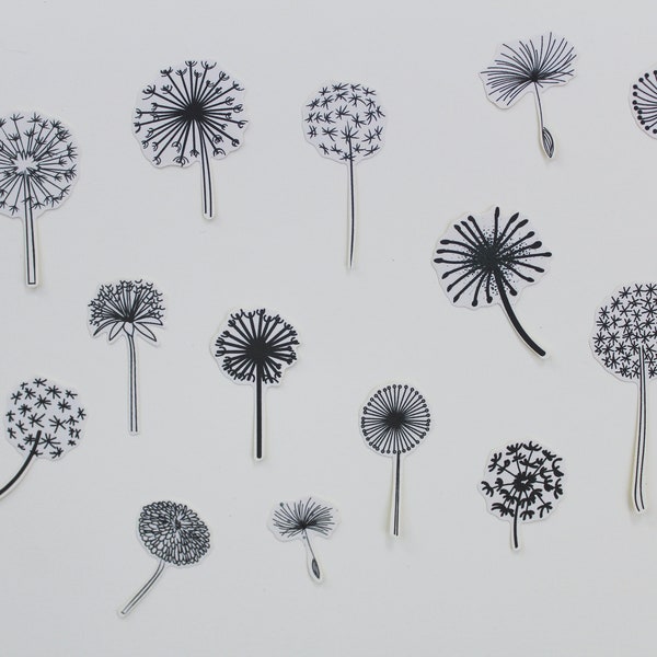 Dandelion Decorative Stickers Set- Make a Wish Stickers Set- Decorative Stickers of Flowers- Floral Bullet Journal