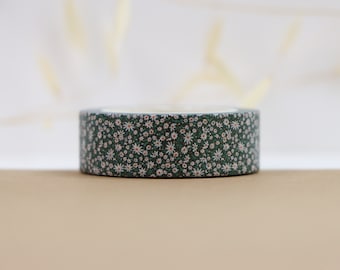 Tiny Daisies on Green Background- Field of Tiny Daisies washi tape- Floral Bullet Journal- Plant Washi Tape- Tiny Flowers Washi Tape