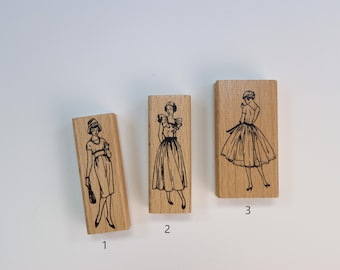 Vintage vrouw rubberstempel voor scrapbooking-vintage mode rubberstempel-vrouw houtstempel-bloemenstempel-kogel Journal stempel