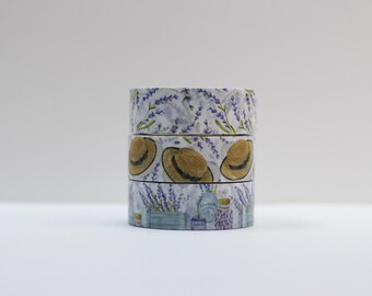 Lavender Decorative Tape Set- Purple Shabby Chic Washi Tape Set- Beautidul Lavender Set- Floral Washi Tape Set