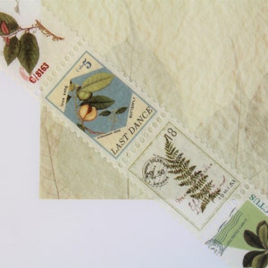 Postage Stamp Washi Tape Botanical Vintage Style Stamp Washi Tape Junk Journal Supplies Retro Plants Washi Tape imagen 3