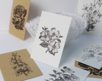 Mini Botanical Vintage Style- Assortment 10 vintage Botanical Page- Vintage Style Black and White Plants and Flowers