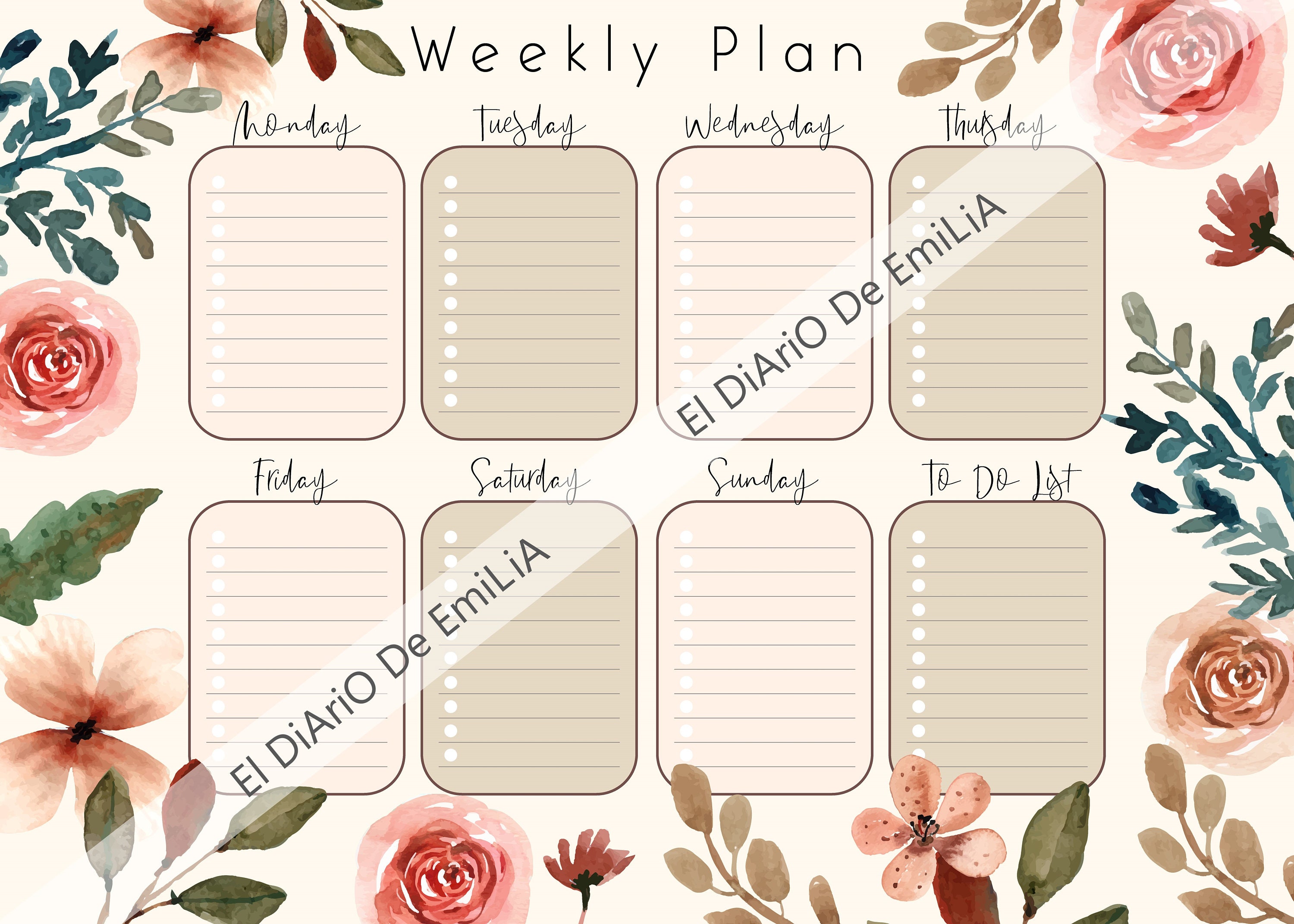 Digital Download Weekly Planner Vintage Style Weekly Planner Etsy