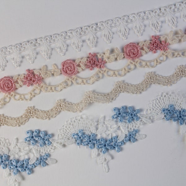 Embroidered Lace Trim for Journal Deco- Romantic Bullet Journal- Junk Journal Deco- Fabric Lace Trim