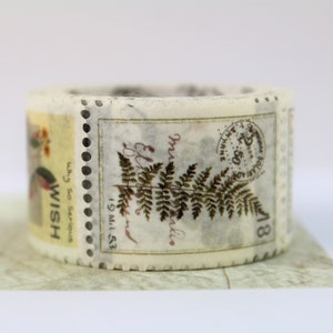 Postzegel Washi Tape- Botanische Vintage Stijl Stempel Washi Tape- Junk Journal Supplies- Retro Planten Washi Tape