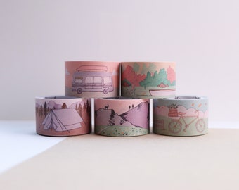 Camping Style Washi Tape- Camp Design Washi Tape- Adventure Masking Tape- Field Notebook Washi Tape