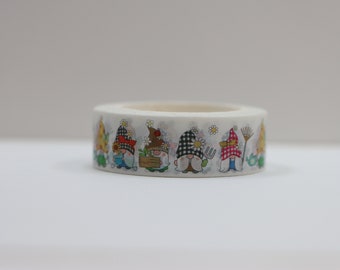 Cute Gnomes Washi Tape- Spring Garden Gnomes Washi Tape- Funny Card Making- Gardeners Gnomes Masking Tape- Tiny Gnomes Washi Tape