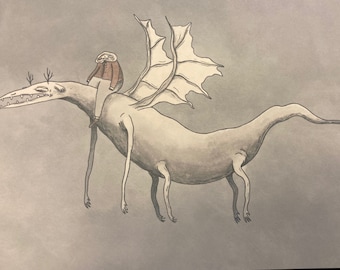 Flying dragon art print