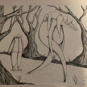 Weird Art Lithograph Print &quot;Recovery&quot;