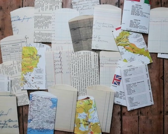 Mini bolsos, papeles vintage, hechos a mano