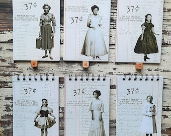 Notepads;vintage ledger, die cut ladies, 1930's
