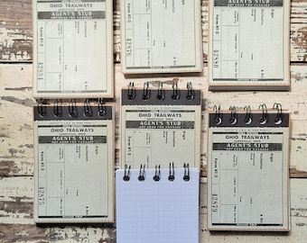 Mini notepad; vintage bus ticket,graph paper