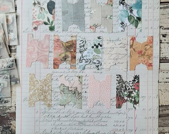 File tabs; flowers, journaling,collage,mixed media