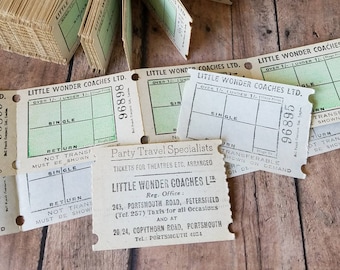 Vintage 1960s Bus Tickets: Bell Graphics, Green Travel (Set of 5)