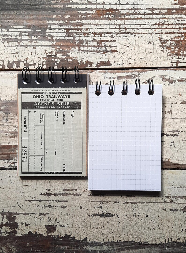 Ticket Notebook Mini Notepad; Vintage Bus Ticket,graph Paper - Etsy