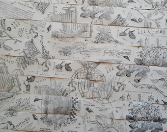 Papel para collage; papel para caja registradora, único, estampado, hecho a mano.