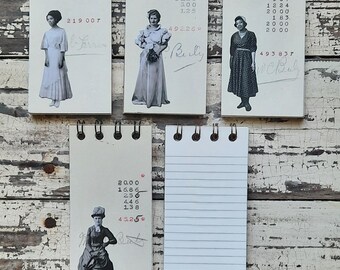 Notebook; vintage store receipt, tall, narrow notebook