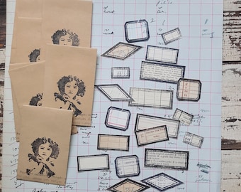 Dennison style labels: handcrafted, labels