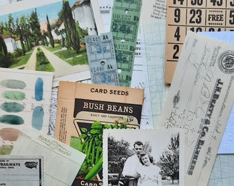 Paquete de papel vintage; objetos efímeros, manualidades en papel