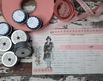 Papel para teletipo: papel antiguo, rosa, estrellas