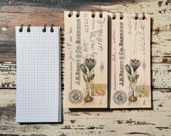 Bloc de notas artesanales; blocs de notas únicos, cheques vintage