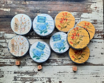 Metal Tin: vintage decorated, mixed media